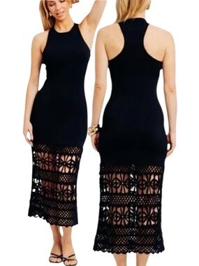 Torn by Ronny Kobo Nina Crochet Midi Dress